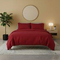 Snug City Flannelette Cotton Duvet Cover Set Soft Brushed Warm Bedding Set in Red | Size: King