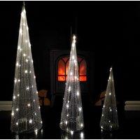 Samuel Alexander LED Tree Cone Obelisk Trio with 90 LEDs in Silver
