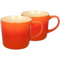 Argon Tableware 330ml Ombre Coffee Mugs - Set of 2 - Glazed New Bone China Tea Mug in Orange