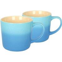 Argon Tableware 330ml Ombre Coffee Mugs - Set of 2 - Glazed New Bone China Tea Mug in Blue