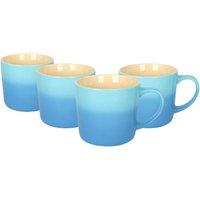 Argon Tableware 330ml Ombre Coffee Mugs - Set of 4 - Glazed New Bone China Tea Mug in Blue