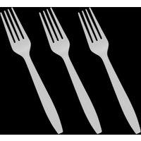 ECONX White Reusable Plastic Forks Heavy Duty Disposable Cutlery Forks x 100