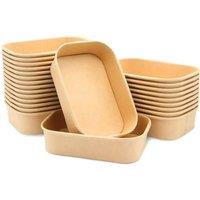 ECONX 650ml Kraft Food Containers Rectangular Takeaway Food Box x 50pk in Brown