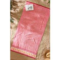 Catherine Lansfield 'Beach Huts' Cotton Extra Large Beach Towel in Coral