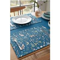 Catherine Lansfield 'Enchanted Twilight Animals' Cotton Dining Placemat 4 Pack in Navy