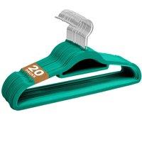 Sasha Morel Velvet Coat Hangers 20 Pack - Non-Slip Slim Hangers with Tie Organiser in Green
