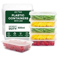 ECONX 500ml Plastic Food Containers With Lid Microwave Freezer Safe Boxes in Clear