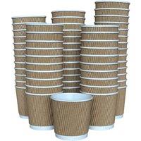 ECONX 1000 X 4oz Disposable Paper Coffee Cup 3 PLY Ripple Kraft Takeaway Cup in Brown | Size: 100 Pieces