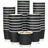 ECONX 500 X 4oz Black Disposable Paper Coffee Cups 3 PLY Ripple Takeaway Cup | Size: 200 Pieces