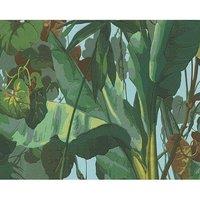 A.S. Creation Nature Embossed Leaf Pattern Floral Jungle Wallpaper in Green