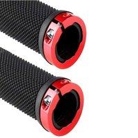 VOGREX RED DOUBLE LOCK ON LOCKING BICYCLE HANDLE BAR GRIPS in Black