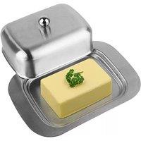 VOGREX Stainless Steel Butter Dish with Lid Kitchen Breakfast in Silver