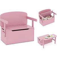 Costway Kids Convertible Activity Bench Table 3-in-1 Desk & Chair Set in Pink