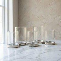 Garden Greatness Contemporary Glass Candle Holder Display in Silver | Size: 1 Pack