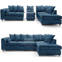 Furnishings For Less UK Monaco Chenille Fabric Large 5 Seater L Shaped Corner Sofa Right Hand Facing in Blue