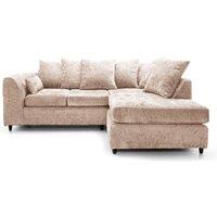 Furnishings For Less UK Monaco Chenille Fabric 3 to 4 Seater L Shaped Corner Sofa Right Hand Facing in Beige