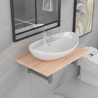Berkfield Home Two Piece Bathroom Furniture Set Ceramic Oak in Brown