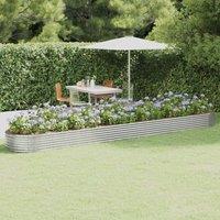 Berkfield Home Garden Raised Bed Powder-coated Steel 544x100x36 cm Silver | Size: 544 x 100 x 36 cm