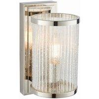 Netlighting Easton 1 Light Wall Bright Nickel Ribbed Glass With Bubbles E14 in Grey