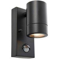 Netlighting Palin 1 Light Outdoor PIR Wall Light Matt Black Glass IP44 GU10
