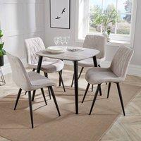 Core Products Aspen Grey Oak Effect Square Dining Table with 4 Fabric Chairs - Set in Natural