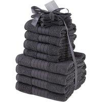 Dreamscene Luxury 100% Cotton 12 Piece Bathroom Towel Bale Set in Charcoal