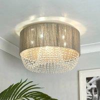 Lighting Collection Luxury DrumShade with Crystal Cascades in Grey