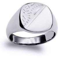 Jewelco London Sterling Silver Engraved Square Cushion Signet Ring | Size: W