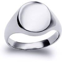 Jewelco London Sterling Silver Polished Round Oval Signet Ring | Size: V