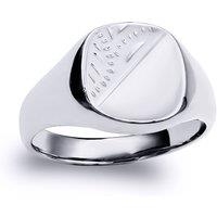 Jewelco London Sterling Silver Engraved Square Cushion Signet Ring | Size: X