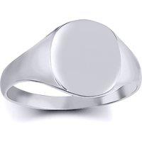 Jewelco London Sterling Silver Polished Round Oval Signet Ring | Size: Medium