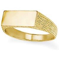 Jewelco London 9ct Gold Engravable Barked Initial Blank Plate Signet Ring | Size: N