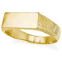 Jewelco London 9ct Gold Engravable Barked Initial Blank Plate Signet Ring | Size: Q