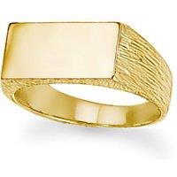Jewelco London 9ct Gold Engravable Barked Initial Blank Plate Signet Ring | Size: U