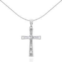 Jewelco London Silver CZ Byzantine Knot Shimmering Cross Necklace