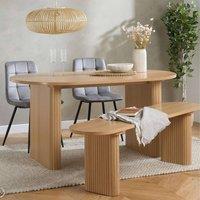 Birlea Axel Oval Fluted Dining Table With 2 Chairs & Bench in Brown