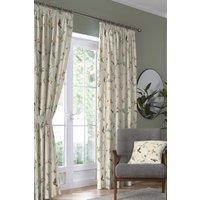 Dreams & Drapes 'Darnley' Nature Inspired Print Pair of Pencil Pleat Curtains With Tie-Backs in Coral | Size: 229 cm width x 229 cm drop