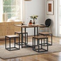 HOMCOM Compact 5pc Kitchen Dining Set Wood Bar Table Chair Home Space Saving in Light Brown