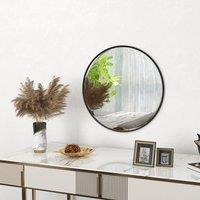 HOMCOM 61cm Bathroom Mirror Round Wall Mirror for Living Room Bedroom in Black