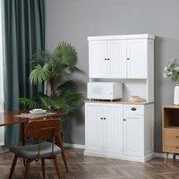 HOMCOM Kitchen Cupboard Storage Cabinet with Adjustable Shelves in White