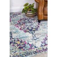 Kukoon Grey Blue Multicolour Traditional Medallion Bordered Living Area Rug | Size: 160 cm x 230 cm