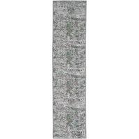 Kukoon Moss Green Distressed Hallway Runner Rug Non Slip & Washable in Dark Olive | Size: 80 cm x 300 cm
