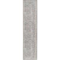 Kukoon Grey Distressed Hallway Runner Rug Non Slip & Washable in Pale Grey | Size: 60 cm x 240 cm