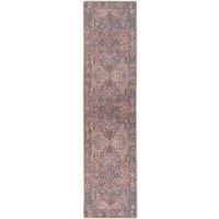 Kukoon Muted Beige Distressed Hallway Runner Rug Non Slip & Washable in Plum | Size: 80 cm x 300 cm