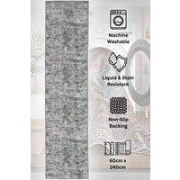 Kukoon Washable Runner Rug Green Abstract Long Hallway Carpet Mat 80cm x 300cm | Size: 80 cm x 300 cm