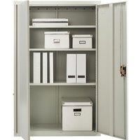 Moderna White Steel Filing Cabinet, 3 Shelves, Lockable 2 Door, Tall Office Unit
