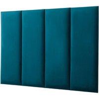 Novecrafto Padded Wall Panels With Adhesive Included (80x30cm) Wall Mounted Upholstered Headboards Set of 4 in Blue | Size: 80x30 cm
