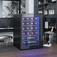 HOMCOM Wine Cooler Fridge with Glass Door, 20 Bottle, LED Light in Black