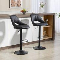 HOMCOM Barstools Set of 2, Dining Stools with Backrest & Footrest, Black
