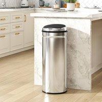 HOMCOM 50L Sensor Bin, Stainless Steel Kitchen Bin with Automatic Close in Silver | Size: Large